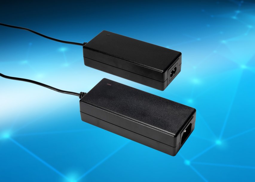 Compact 70W and 160W external AC-DC power adapters suit medical and industrial applications